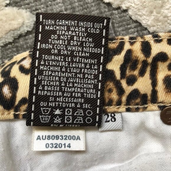 7 For All Mankind Sz 29 Waist, Dk Brown/Black & Tan Cheetah print,  skinny jeans - Picture 11 of 13